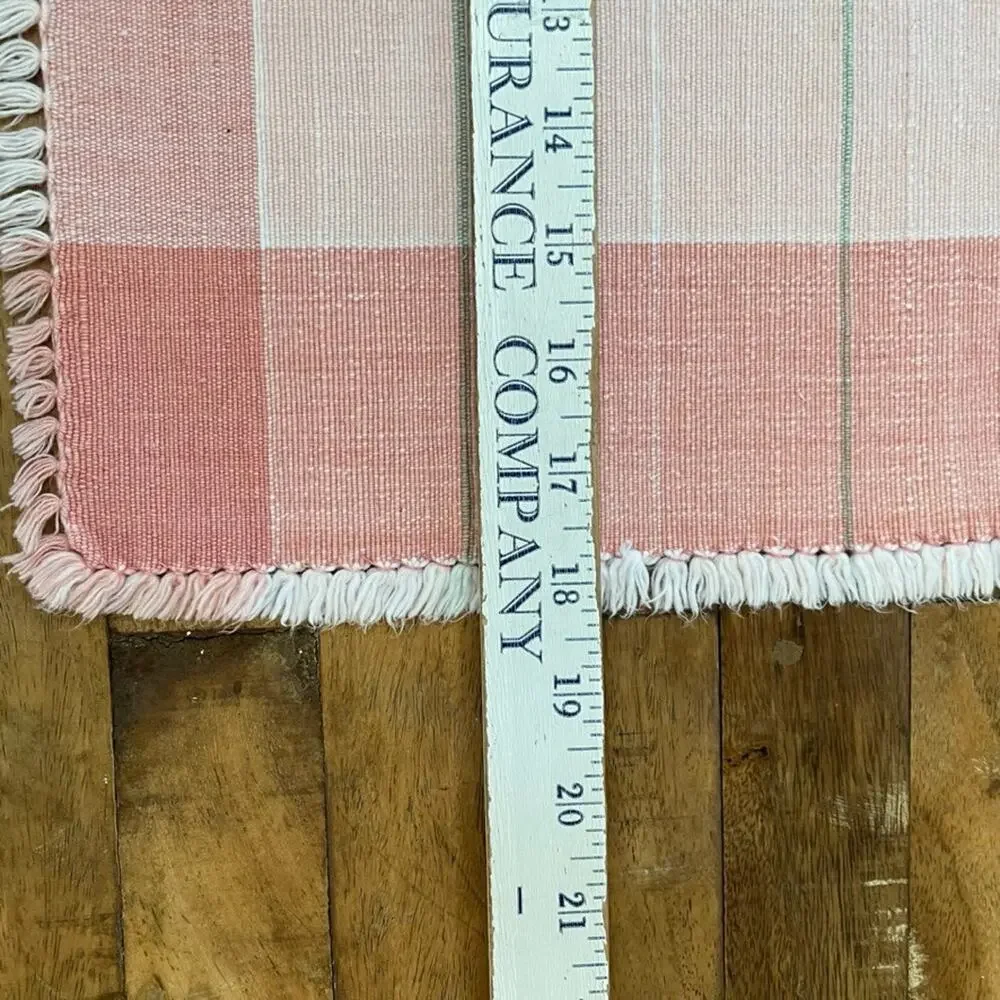 Set of 4 Pink Checkered Cloth Cotton Placemats 11.5
